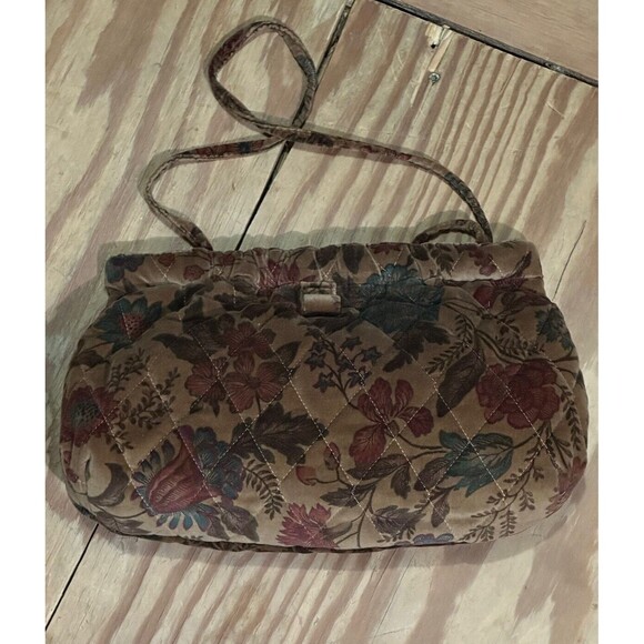 Richmark Vintage‎ Floral Tapestry Boho Retro Purse Shoulder Hinge Closure Lined - Picture 1 of 7